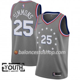Camiseta Niños NBA Philadelphia 76ers Ben Simmons 25 2018-19 Nike City Edition Gris Swingman